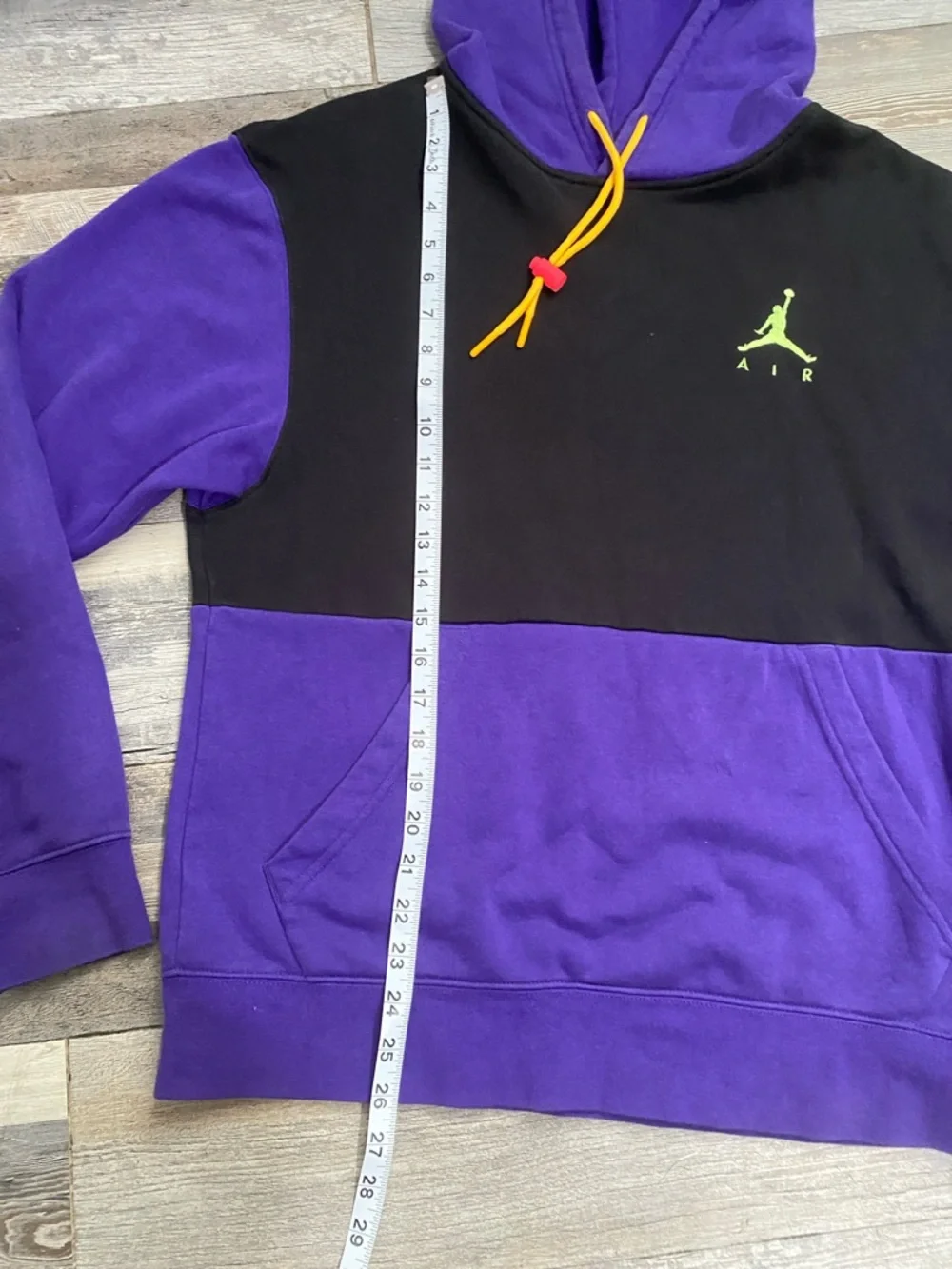 Jordan Colorblock Crewneck Hoodie in Purple, Black & Yellow